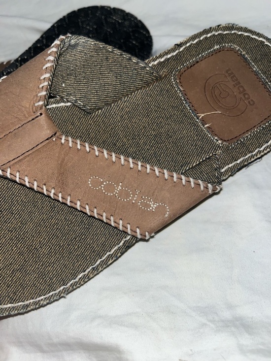 Cobian Brown Canvas and Leather Thong Sandals size 9 NWOT